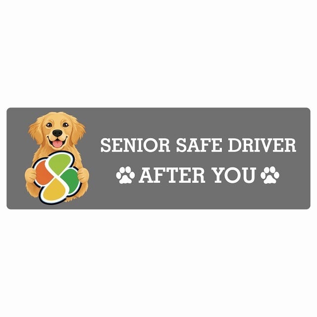 カーサイン 高齢者マーク SENIOR SAFE DRIVER ゴールデンレトリバー ステッカー シール 長方形 15x5cm 肉球 日本製 車