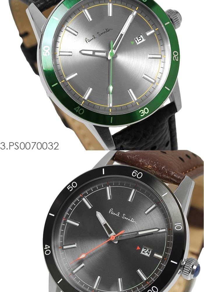 ポールスミス Paul Smith 腕時計 メンズ 革ベルト 43mm レザー クラシック ブランド 人気 ウォッチ ギフト プレゼント グリーン グレー シルバー ブラック ブラウン