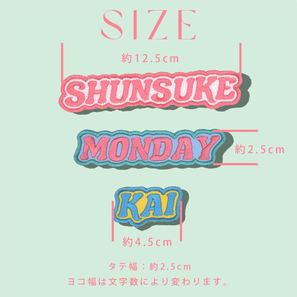 【名入れ】【全16色 名入れ刺繍ワッペン付きカラーネームタグ】 ストラップ キーリング 簡単オーダー 英字・数字・記号・絵文字から選べる 絵文字一つ無料