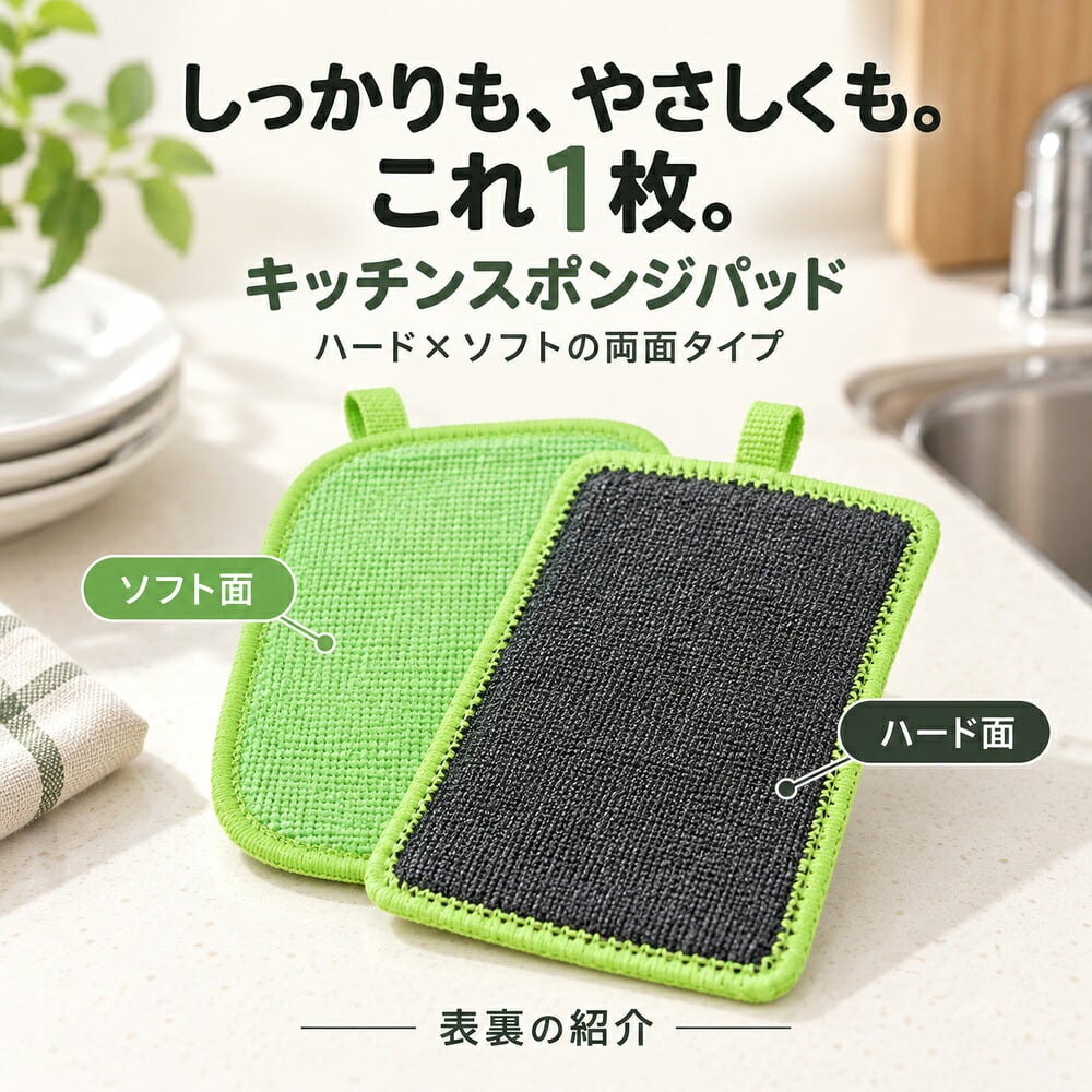 3種セット キッチンスポンジ まとめ買い セット へたらない 長持ち 台所スポンジ 台所用スポンジ 食器用スポンジ 両面使い 汚れが落ちる ハード ソフト
