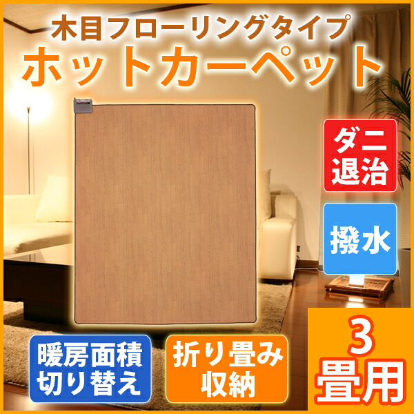 ホットカーペット 3畳 本体 木目調 フローリングタイプ 撥水加工 電気カーペット TEKNOS テクノス TWM-3000M