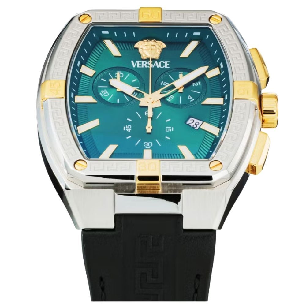 ヴェルサーチェ 腕時計 メンズ グリーン シルバー ゴールド ブラック 44.5mm VERSACE SPORTY TONNEAU GRECA クロノグラフ スイス製 メンズ腕時計 高級 ブランド おしゃれ プレゼント ギフト 卒業 入学 お祝い