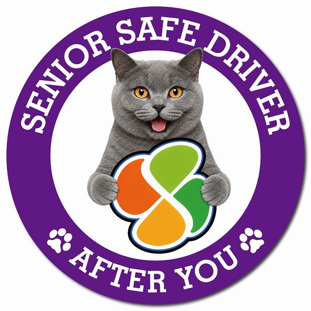 カーサイン 高齢者マーク SENIOR SAFE DRIVER シャルトリュー マグネット 強力 直径13cm 肉球 日本製 車 ステッカー