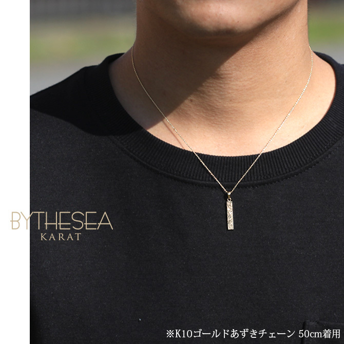 ゴールド ネックレス ハワイアンジュエリー ネックレス ゴールド イエローゴールド ネックレス 刻印 無料 誕生石入れ可 スクエア バー Sサイズ K10 10Kあずきチェーン太0.7mm ギフトラッピング可能 メンズ レディース プレゼント ハロウィン 【品番：CG-GP122】