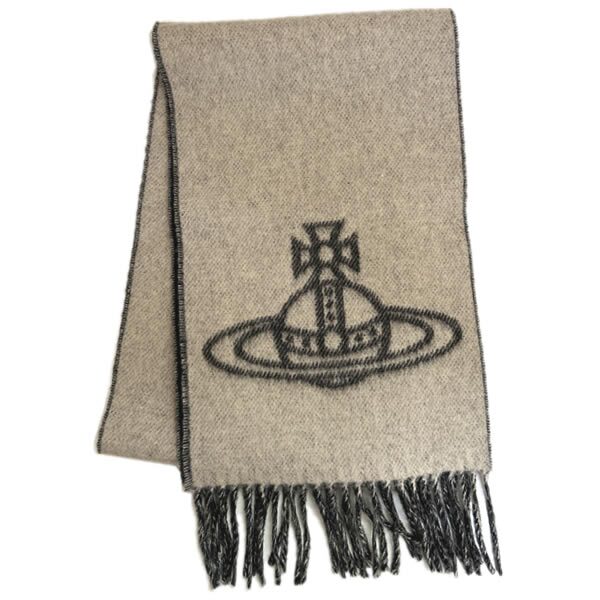 ヴィヴィアンウエストウッド マフラー Vivienne Westwood 81030006 W01MK N402 Double Face Scarf BLACK WHITE ブラック ホワイト リバーシブル ビッグオーブロゴ