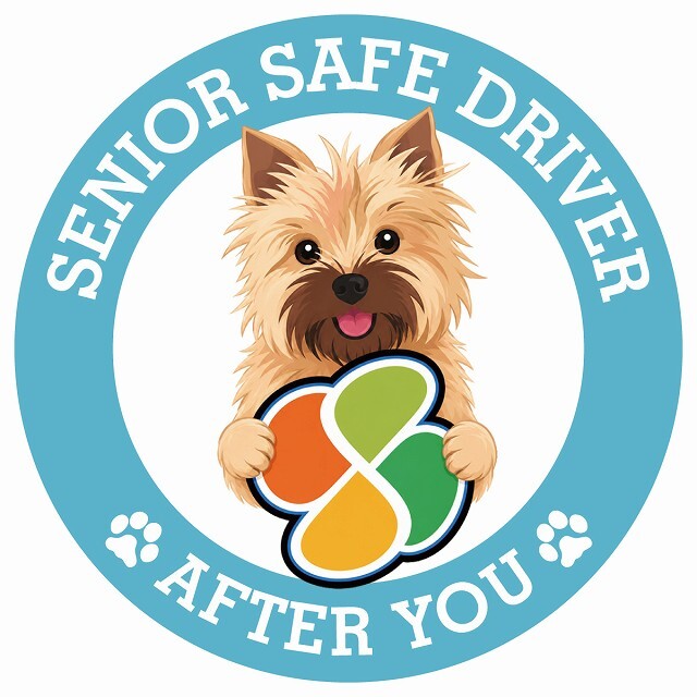 カーサイン 高齢者マーク SENIOR SAFE DRIVER ノーリッチテリア ステッカー シール 直径13cm 肉球 日本製 車