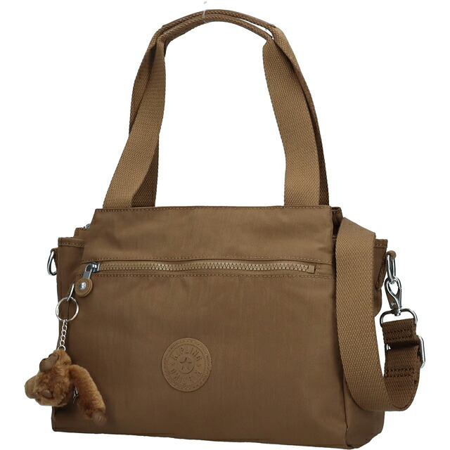 キプリング ハンドバッグ レディース ブランド Kipling エリシア ロゴ ワンポイント 無地 2WAY K43791-1NA Smooth Khaki