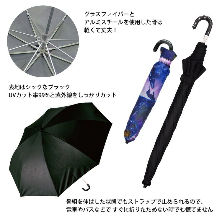 ラッセン 折りたたみ傘 日傘 雨傘 晴雨兼用 遮光 CL-03501 傘 UVカット 雨傘 紫外線対策 イルカ 海 アート 折り畳み クリスチャン・リース・ラッセン