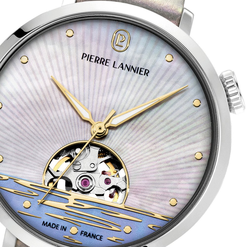 ピエールラニエ PIERRE LANNIER レディース 腕時計 自動巻き オーストレイル AUSTRALE 35mm P150H900 ラウンド 革ベルト シルバー シェル
