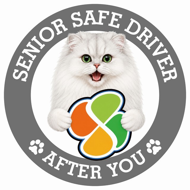 カーサイン 高齢者マーク SENIOR SAFE DRIVER チンチラ ステッカー シール 直径13cm 肉球 日本製 車