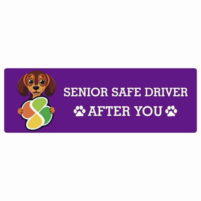 カーサイン 高齢者マーク SENIOR SAFE DRIVER ダックスフンド ステッカー シール 長方形 20x6.7cm 肉球 日本製 車