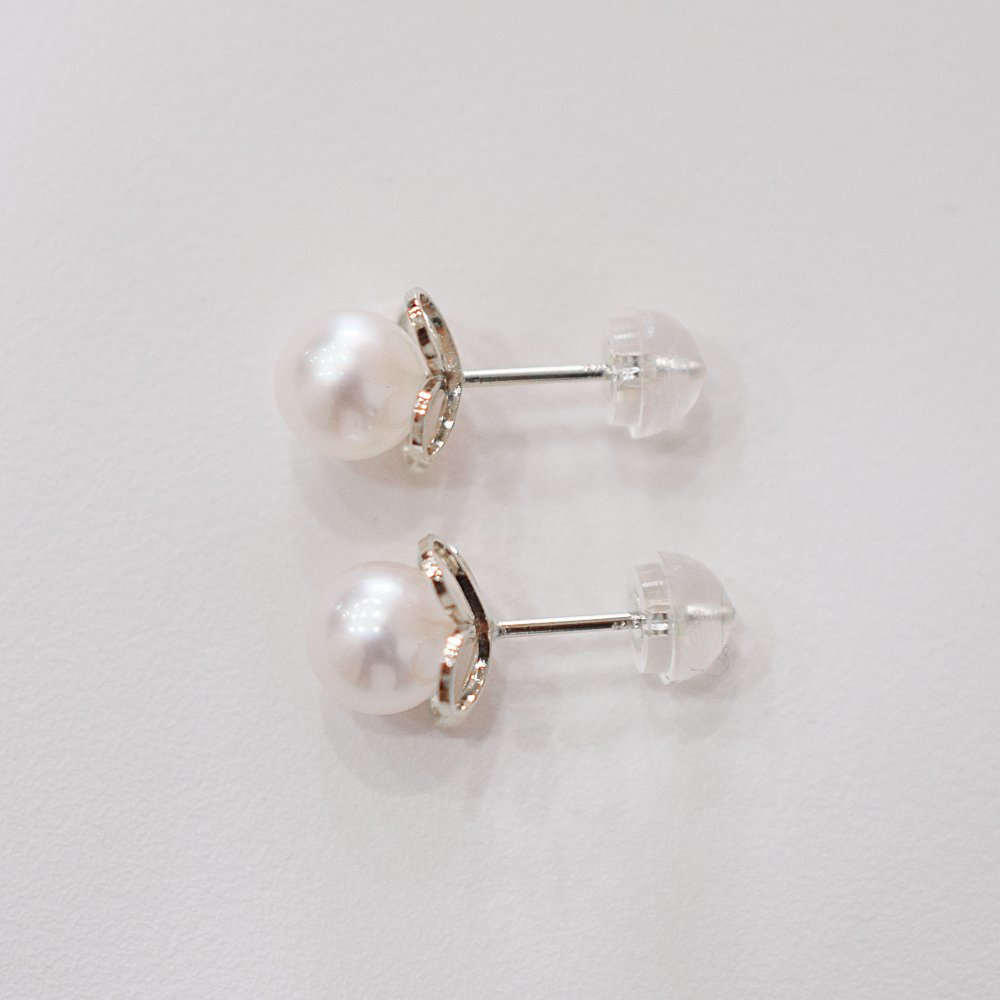 ［pearl620］6mm - 6.5mm ホワイトピンク クローバー ピアス あこや真珠
