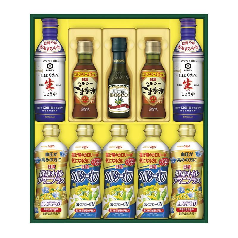 【ギフト対応無料】お歳暮・冬ギフト 日清オイリオ ヘルシーオイル&生しょうゆギフト (NK-55) ※送料無料(北海道・沖縄は除く)