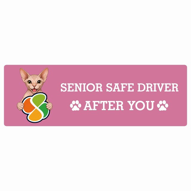 カーサイン 高齢者マーク SENIOR SAFE DRIVER スフィンクス ステッカー シール 長方形 15x5cm 肉球 日本製 車