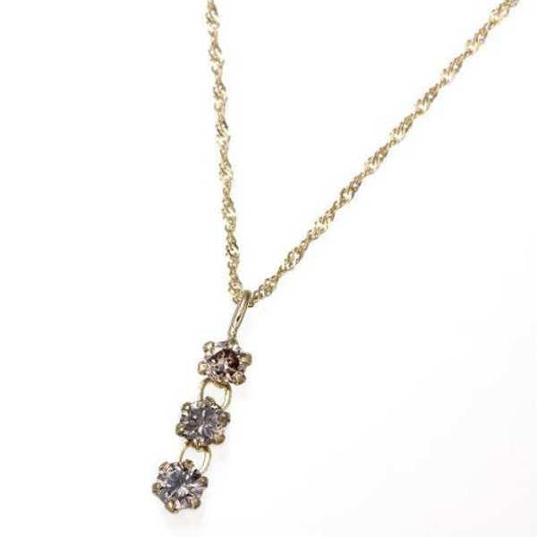 ネックレス レディース K18YG 18金 イエローゴールド 3ストーン ダイヤモンド ペンダント 0.3ct 揺れる トリロジー 記念日 誕生日 プレゼント ギフト