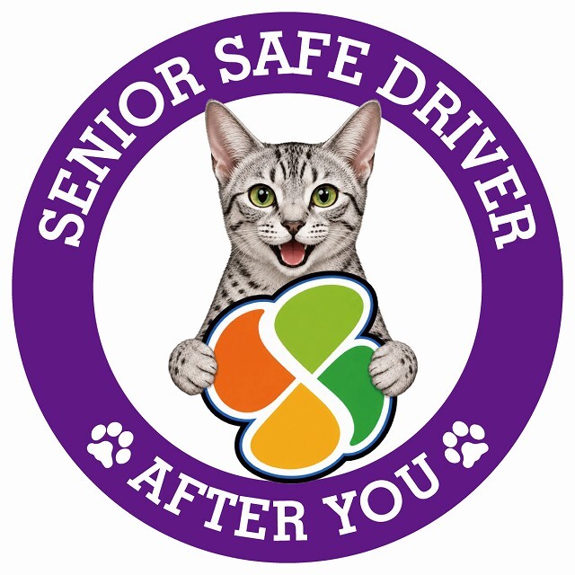 カーサイン 高齢者マーク SENIOR SAFE DRIVER エジプシャンマウ ステッカー シール 直径13cm 肉球 日本製 車