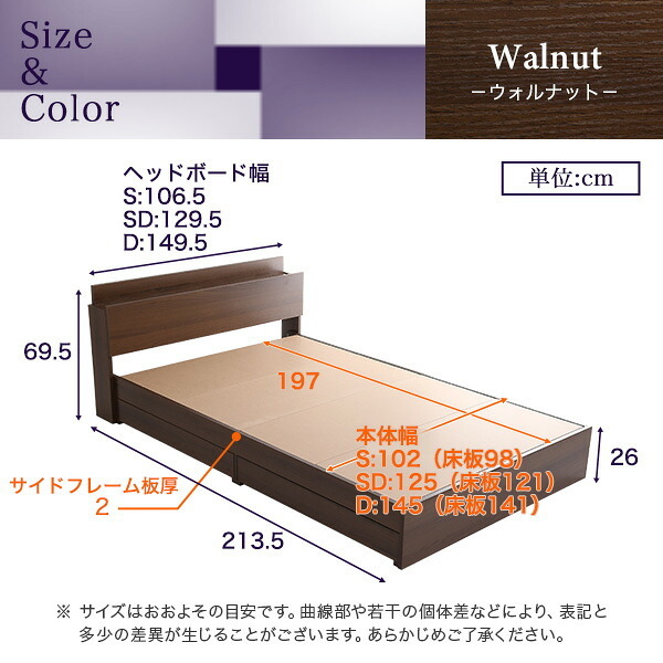 ベッド 寝具 棚・コンセント付きチェスト Sサイズ Reiz-レイズ- STL-S-WAL--TU シングル ホームテイスト インテリア 家具 フロア コンセント付き ウォールナット色 シングルサイズ 収納