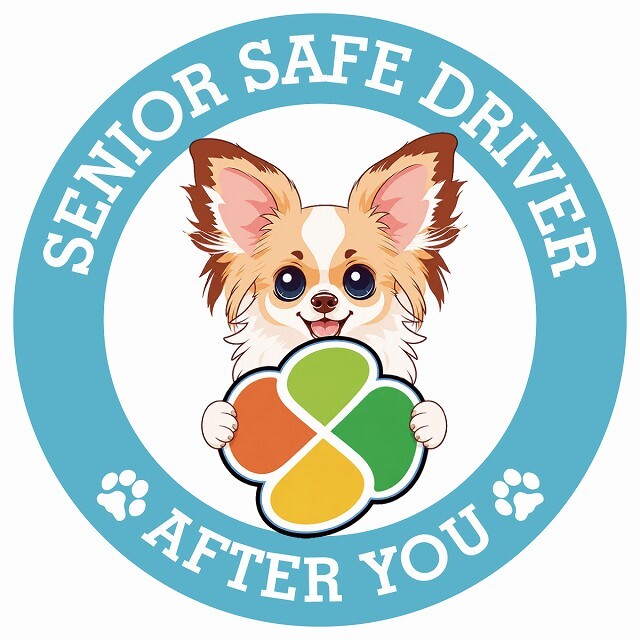 カーサイン 高齢者マーク SENIOR SAFE DRIVER パピチワ ステッカー シール 直径13cm 肉球 日本製 車