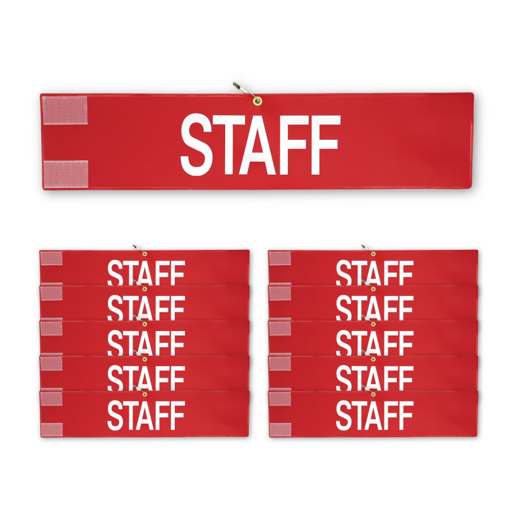 【送料無料】腕章 スタッフ ブルー 10枚セット 日本製 マジックテープ 安全ピン付き イベント 学校 STAFF