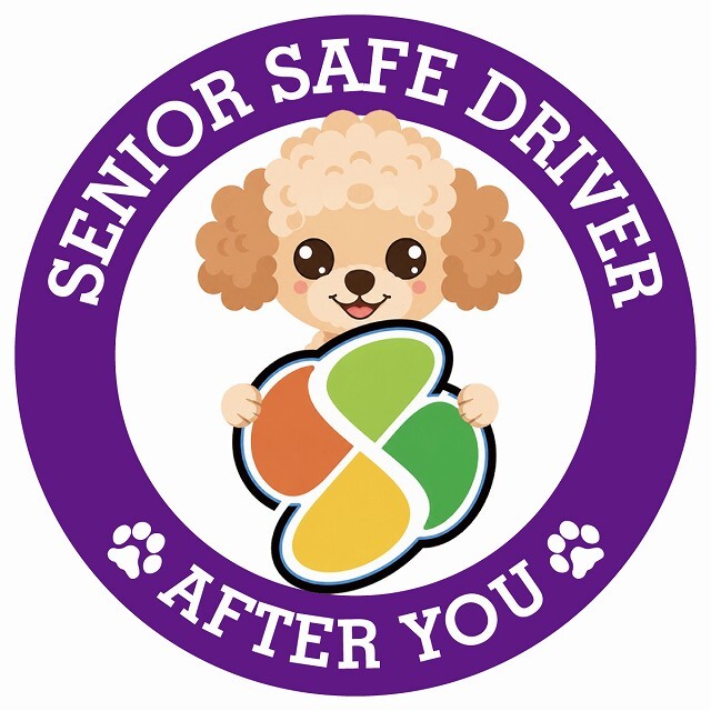 カーサイン 高齢者マーク SENIOR SAFE DRIVER チワプー ステッカー シール 直径13cm 肉球 日本製 車