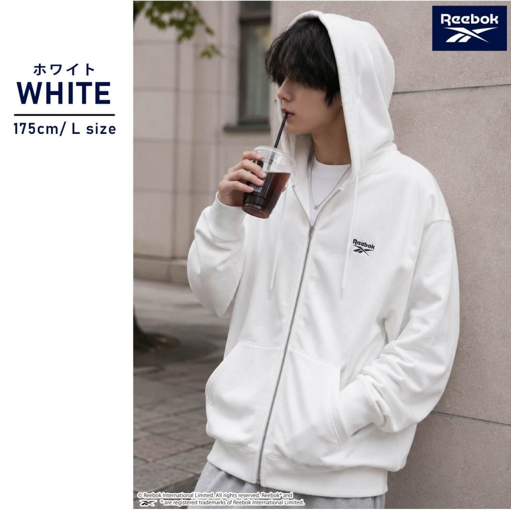 Reebok リーボック ジップパーカー メンズ レディース rm-6105 スウェットパーカー フルジップ 長袖 フーディー 裏起毛 暖かい ロゴ 刺繍 ビッグシルエット オーバーサイズ 羽織り スポーティ カジュアル M L LL 2026FW Karlas 別注