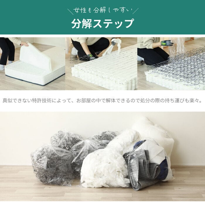 日本製 ポケットコイルマットレス セミダブル ダブル シングル シングルサイズ 夜香スタンダード 国産 ポケットコイル マットレス スプリングマットレス ポケットマットレス 3サイズから選べます 夜香スタンダード3 平行配列 ECO分解簡単構造 ウレタン