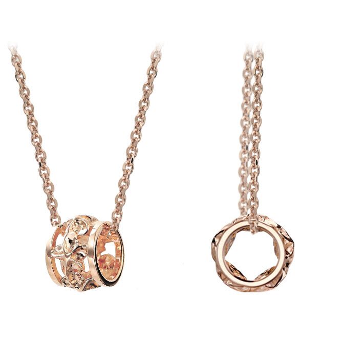 ゴールド ネックレス ハワイアンジュエリー ネックレス ピンクゴールド バレル 樽 プルメリア 透かし模様 14k カットあずきチェーン太0.9mm ギフトラッピング可能 彼女 妻 女性 レディース プレゼント ハロウィン 【品番：CG-GP105R-CH123】