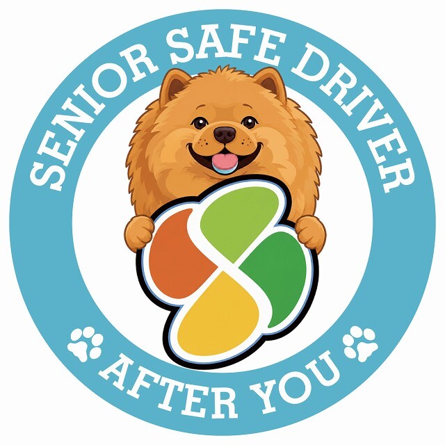 カーサイン 高齢者マーク SENIOR SAFE DRIVER チャウチャウ ステッカー シール 直径13cm 肉球 日本製 車