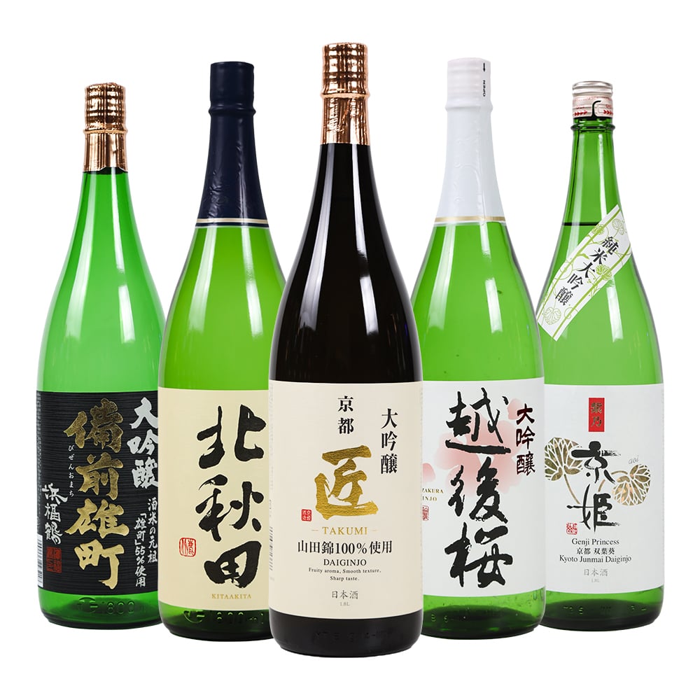 冬ギフト プレゼント お酒 ドリンクギフト おしゃれ 日本酒 銘酒五つ星 日本酒 純米大吟醸1本 大吟醸4本 飲み比べ 1800ml×5本セット純米大吟醸 セット ミツワ酒販 秋田 新潟 兵庫 京都 地酒