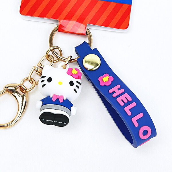 サンリオ ハローキティ マスコット付きキーホルダー ギャル ネイビー Sanrio