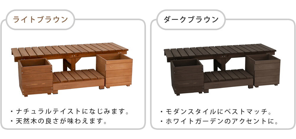 ウッドデッキ ユニット縁台ベンチ hiyori ひより プランターセット 幅155・奥行55 ウッドデッキ 簡単組立 縁側 DIY 木製 天然木 庭 ベランダ マンション おしゃれ ガーデン 屋外 家具 ブラウン ダークブラウン アウトドアリビング 小型
