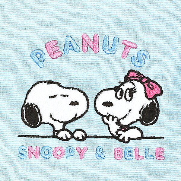 スヌーピー ＆ベル サガラ刺繍巾着 ライトブルー SNOOPY