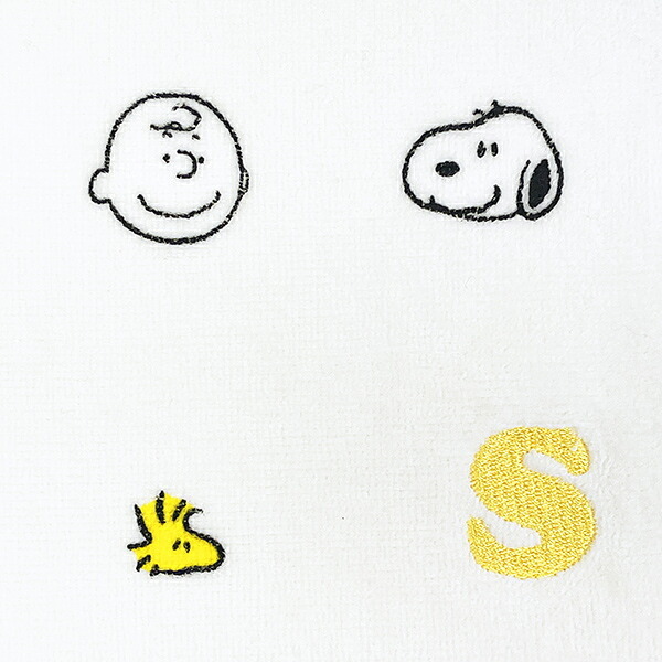 スヌーピー ミニタオル アイコン(S) イニシャル アイボリー ハンカチ SNOOPY