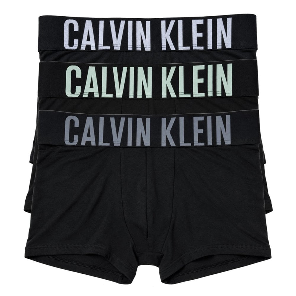 カルバンクライン Calvin Klein(CK) ボクサーパンツ トランク インテンスパワー 3枚組 セット 前閉じ コットン ロゴ 下着 NB3608A ZDO メンズ ブラック+ホワイト+グレー