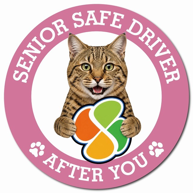 カーサイン 高齢者マーク SENIOR SAFE DRIVER ピクシーボブ マグネット 強力 直径13cm 肉球 日本製 車 ステッカー