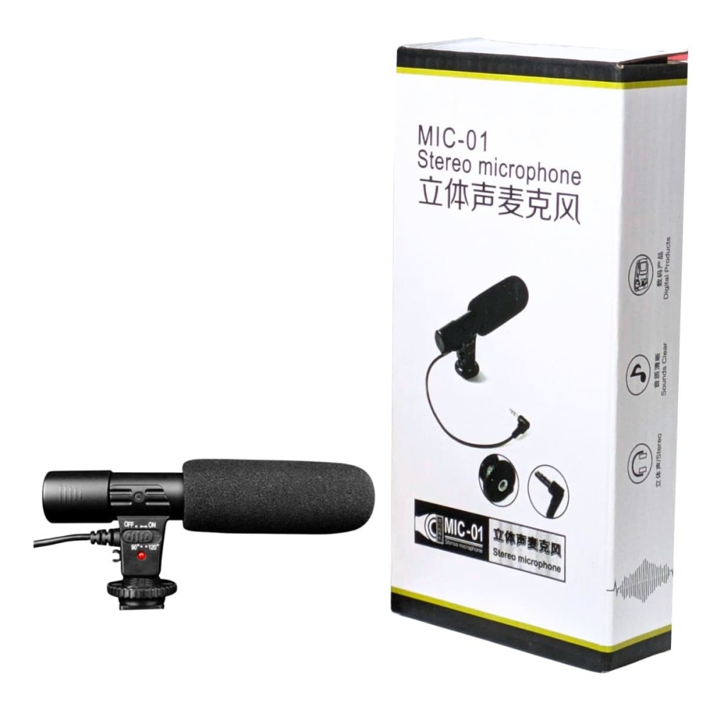 外付けマイク CYLMIC-01 一眼レフ　ミラーレス対応　ステレオ コンデンサーマイク　風切り音対策　対応:3.5mmマイク端子のカメラ 電源: DC3V 　約800時間　同梱内容(マイク×1、CR2電池×1、日本語説明書 ) 送料無料
