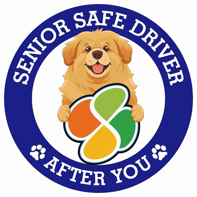 カーサイン 高齢者マーク SENIOR SAFE DRIVER チベタンマスティフ ステッカー シール 直径13cm 肉球 日本製 車