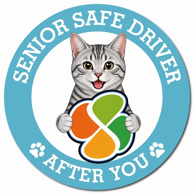 カーサイン 高齢者マーク SENIOR SAFE DRIVER サバトラ マグネット 強力 直径13cm 肉球 日本製 車 ステッカー