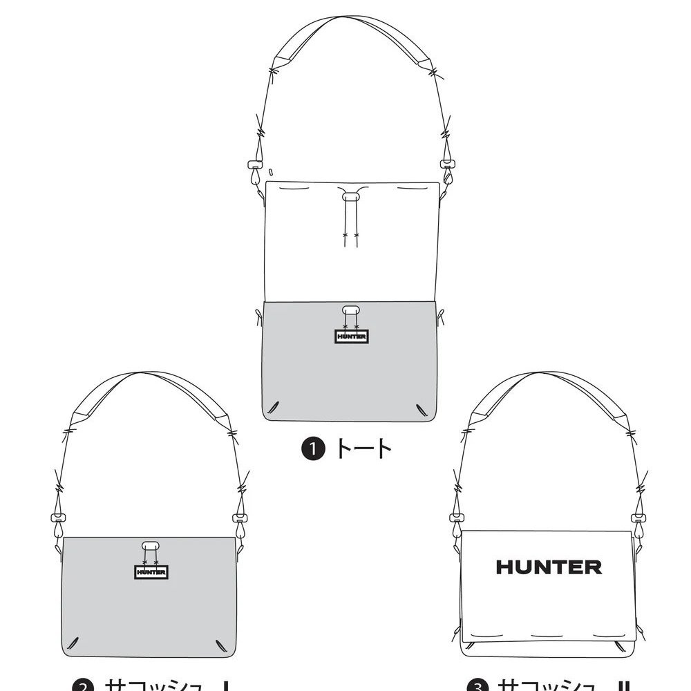 ハンター ショルダーバッグ トートバッグ HUNTER トラベル マルチファンクション サコッシュ 軽量 撥水 旅行 2WAY UBX7124NRS
