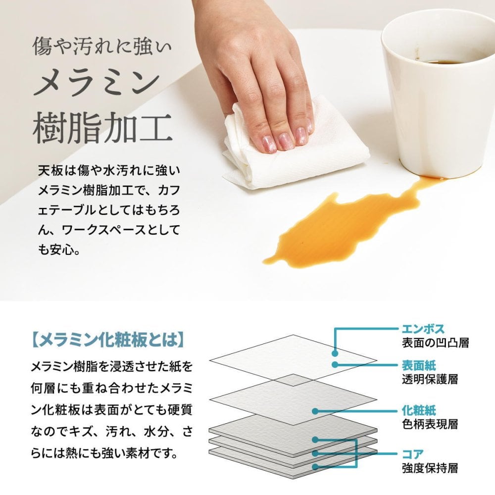 Nid　カフェテーブル NIDT0248 壁付けテーブル ハーフムーン テーブル ラウンド ティーテーブル
