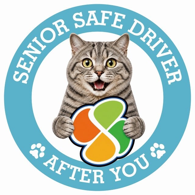 カーサイン 高齢者マーク SENIOR SAFE DRIVER マンクス ステッカー シール 直径13cm 肉球 日本製 車