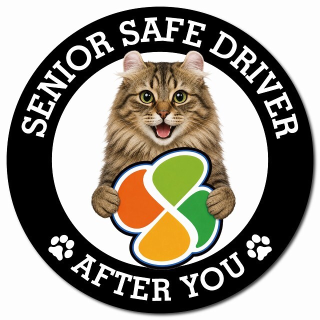カーサイン 高齢者マーク SENIOR SAFE DRIVER アメリカンカール マグネット 強力 直径13cm 肉球 日本製 車 ステッカー