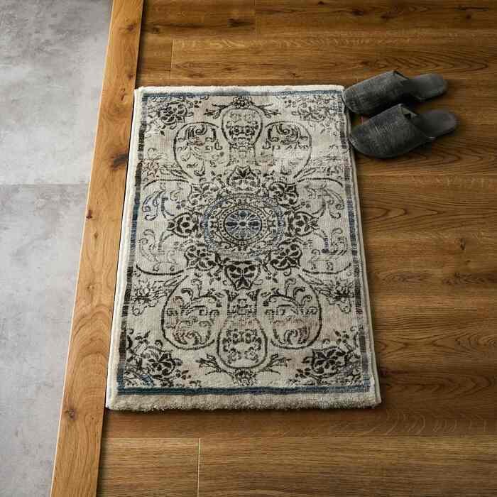 玄関 屋内 屋外 輸 入 ネカル アイボリー 約50×80cm 長方形 民族調 エスニック モダン シンプル オールシーズン 丈夫 50×80cm ノーア