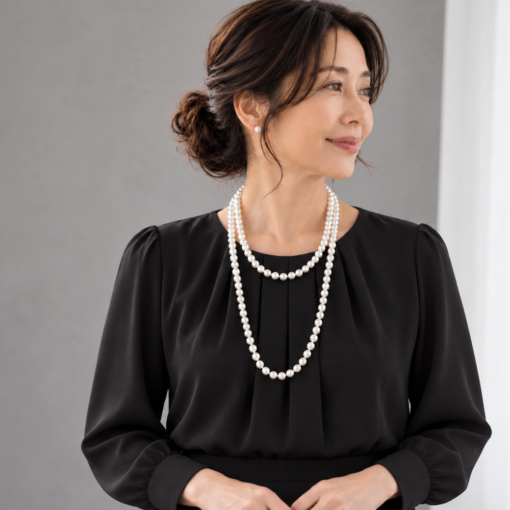 パールネックレス ロング 8mm 120cm ネックレス単品 国産 貝パール ホワイト シルバーブラック ナチュラル 1連 2連 結びアレンジ Sakuya レディース カジュアル プレゼント ギフト 誕生日プレゼント おしゃれ 上品 大人 普段使い お呼ばれ 二次会 パーティー 結婚式 真珠 40代 50代 60代 母 妻 祖母 彼女 女性 アレンジ クリスマス お歳暮 入学式 卒業式 人気 娘