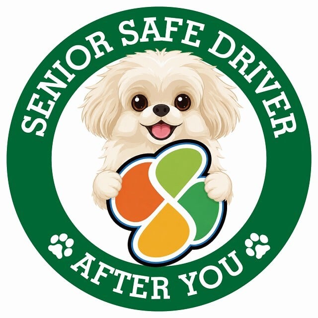 カーサイン 高齢者マーク SENIOR SAFE DRIVER ペキプー ステッカー シール 直径13cm 肉球 日本製 車