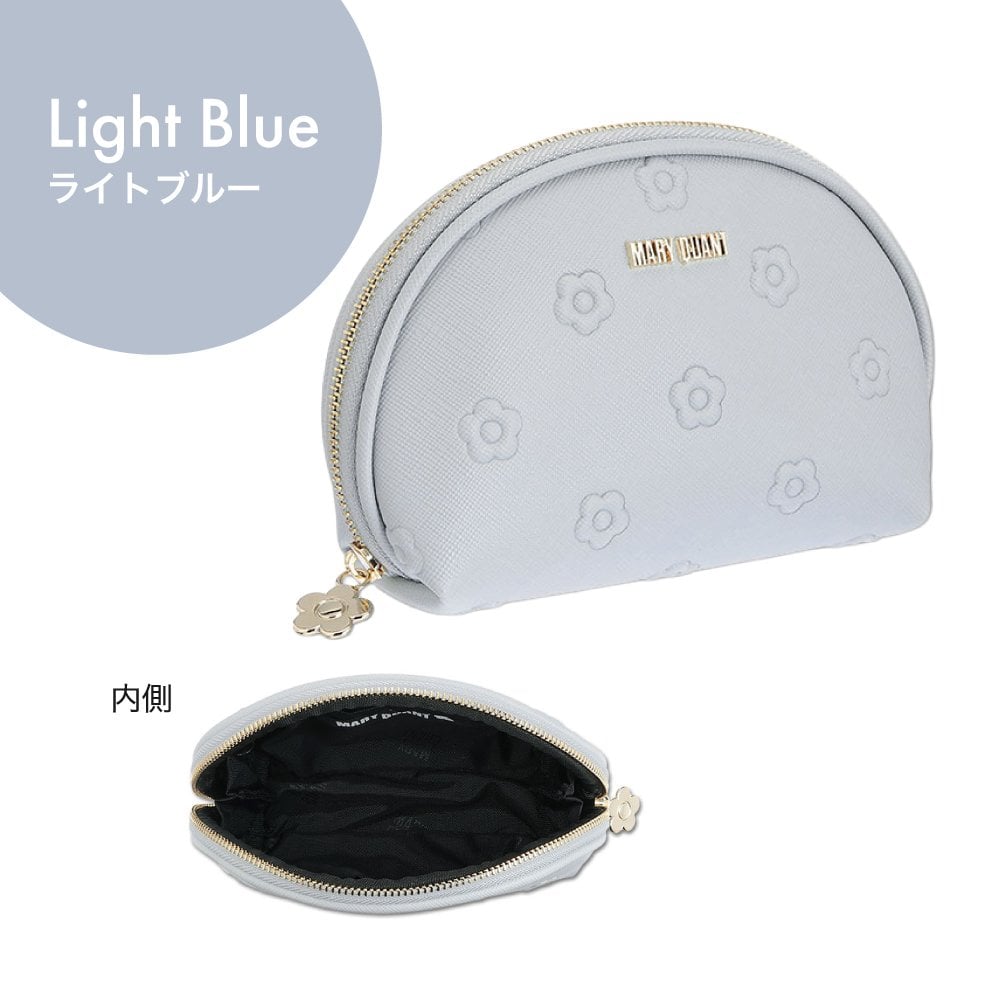 【公式】MARY QUANT マリークヮント シンプルエンボスデイジーラウンドポーチ & ステーションビジューネックレス & ステーションビジューブレスレット セット