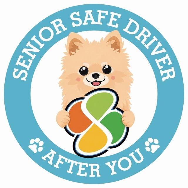 カーサイン 高齢者マーク SENIOR SAFE DRIVER ポメチワ ステッカー シール 直径13cm 肉球 日本製 車