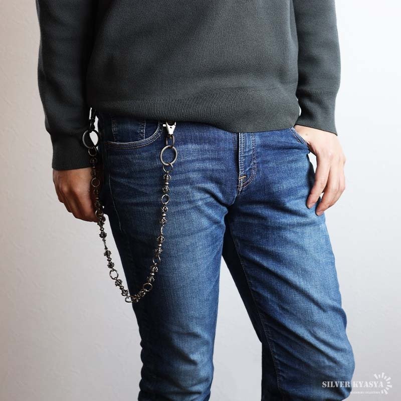 ウォレットチェーン 財布 メンズ 金剛杵 ユニークチェーン 十字架 クロス 316L ごつめ 2クリップ ロング 長め ガンメタ ブラック 個性的 ズボン 財布紐 盗難防止 紛失防止 男性