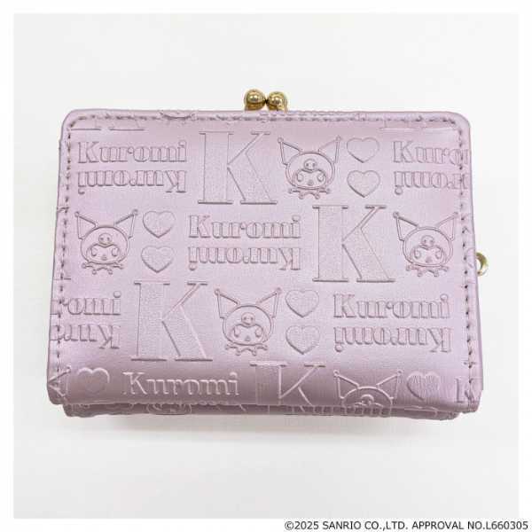 財布 レディース クロミ 口金財布 ミニ財布 サンリオ キャラクター グッズ 凸押し パール生地 ハートメタル ストーン付き コンパクト 小銭入れ 二つ折り財布 プレゼント ギフト サンリオ正規ライセンス品