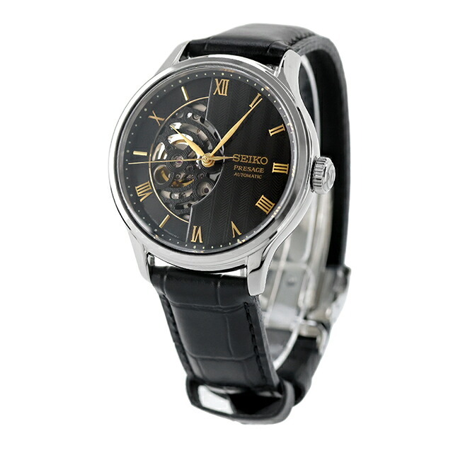 セイコー プレザージュ Japanese Garden 自動巻き 腕時計 ブランド メンズ オープンハート SEIKO PRESAGE HCB008J アナログ ブラック 黒 日本製